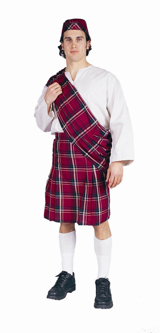 Scott Adult Costume Scottish Kilt and Hat