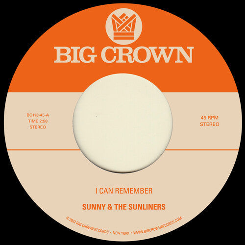 Sunny & the Sunliners - I Can Remember B/w Sitting In The Park Vinyl Record