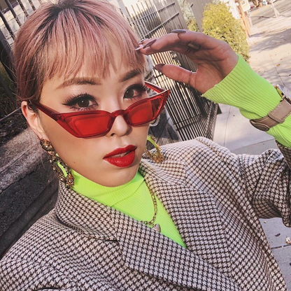 Retro Women's Translucent Thin Cat Eye Color Tone Sunglasses C663