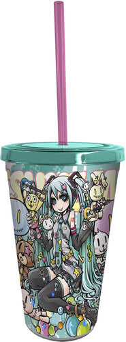 Tumbler + Straw - Hatsune Miku - Band Plastic Tumbler, 16 Oz. - Special Products