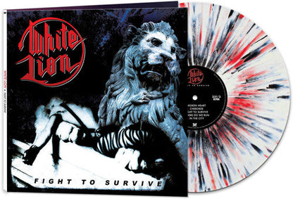 White Lion - Fight To Survive [White/Black/Red Splatter] Vinyl Record