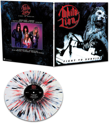 White Lion - Fight To Survive [White/Black/Red Splatter] Vinyl Record