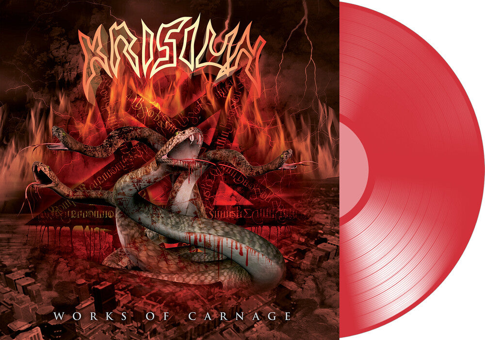 Krisiun - Works Of Carnage - Transparent Red (Bonus Tracks) [LP] Vinyl Record