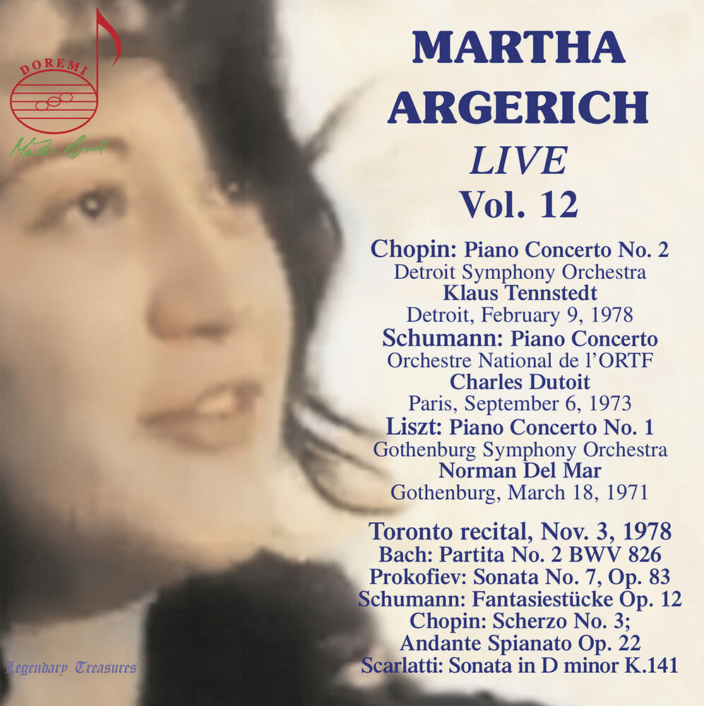 the album cover for Bach / Argerich / Detroit Symphony - V12: Martha Argerich Live