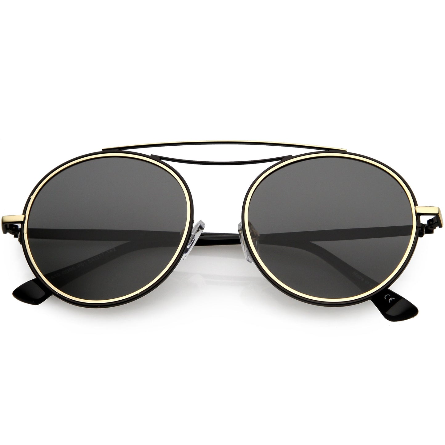 Retro Polarized Round Metal Aviator Mirrored Lens Sunglasses C821