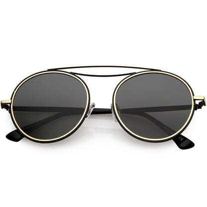 Retro Polarized Round Metal Aviator Mirrored Lens Sunglasses C821