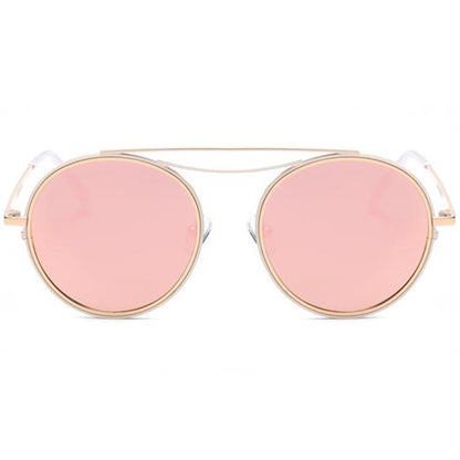Retro Polarized Round Metal Aviator Mirrored Lens Sunglasses C821