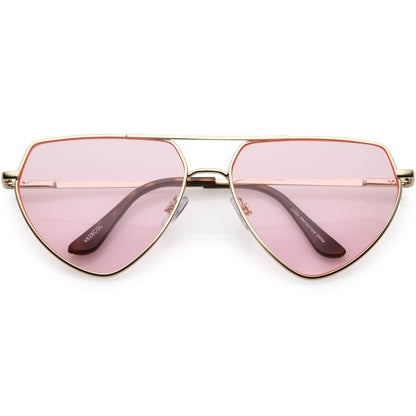 Retro Oversize Color Tone Flat Top Aviator Sunglasses C755