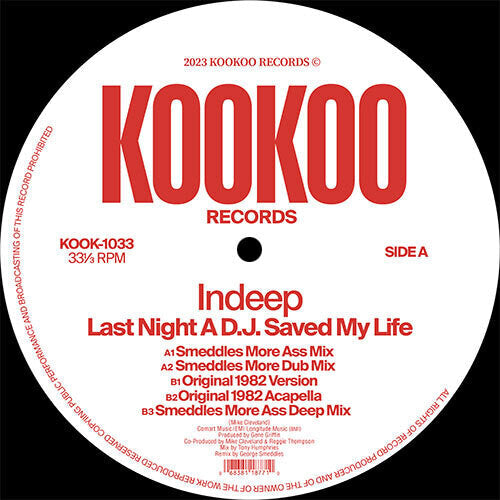 Indeep - Last Night A D.J. Saved My Life (4 Mixes) Color Vinyl 160gm Vinyl Record