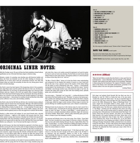 Dave Van Ronk - Folksinger - Limited 180-Gram Vinyl with Bonus Tracks Vinyl Record