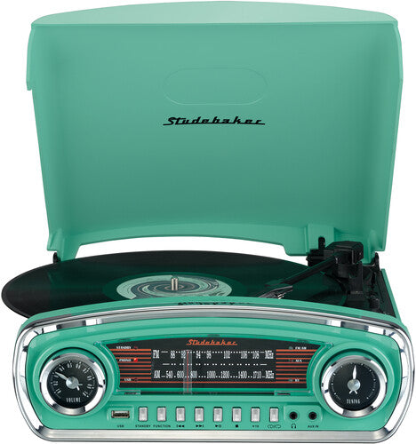 tudebaker Retro 3-Speed Bluetooth Turntable Record Player Teal (SB6057TE) - Turntable