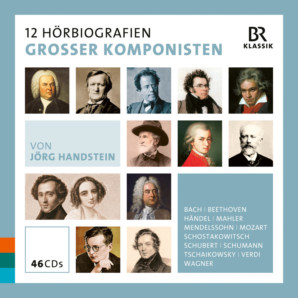 the album cover for J Bach .S. / Mendelssohn / Munich Radio Orchestra - 12 Hoerbiografien Grosser Komponisten Von Joerg