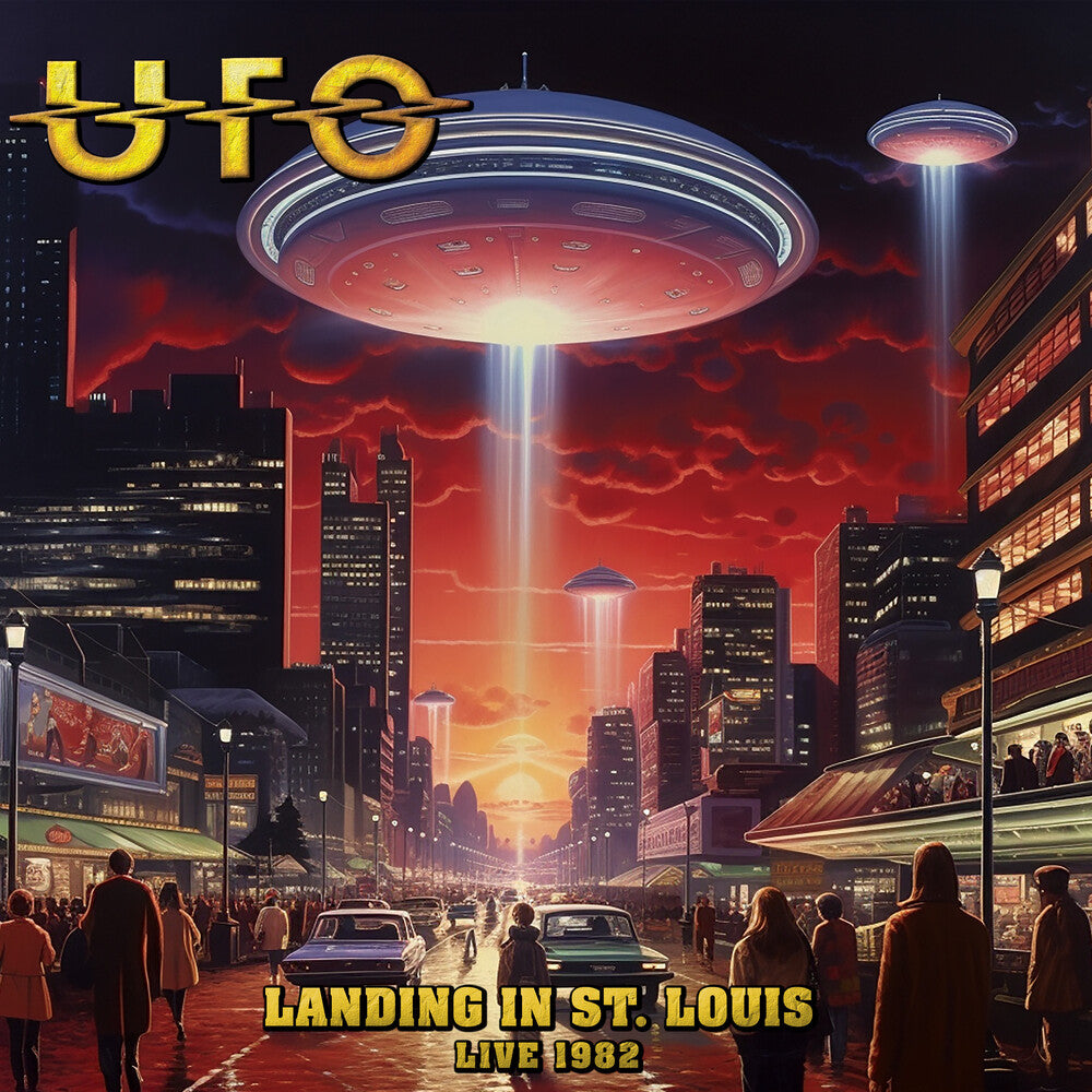 the album cover for UFO - Landing In St. Louis - Live 1982 - Gold [Colored Vinyl]