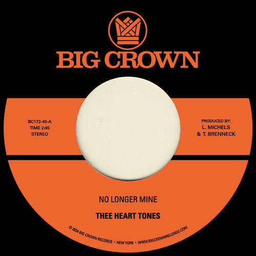 Thee Heart Tones - No Longer Mine B/w Cry My Tears Away Vinyl Record