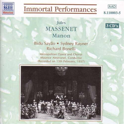 Massenet: Manon / Various - Massenet: Manon / Various - Music CD