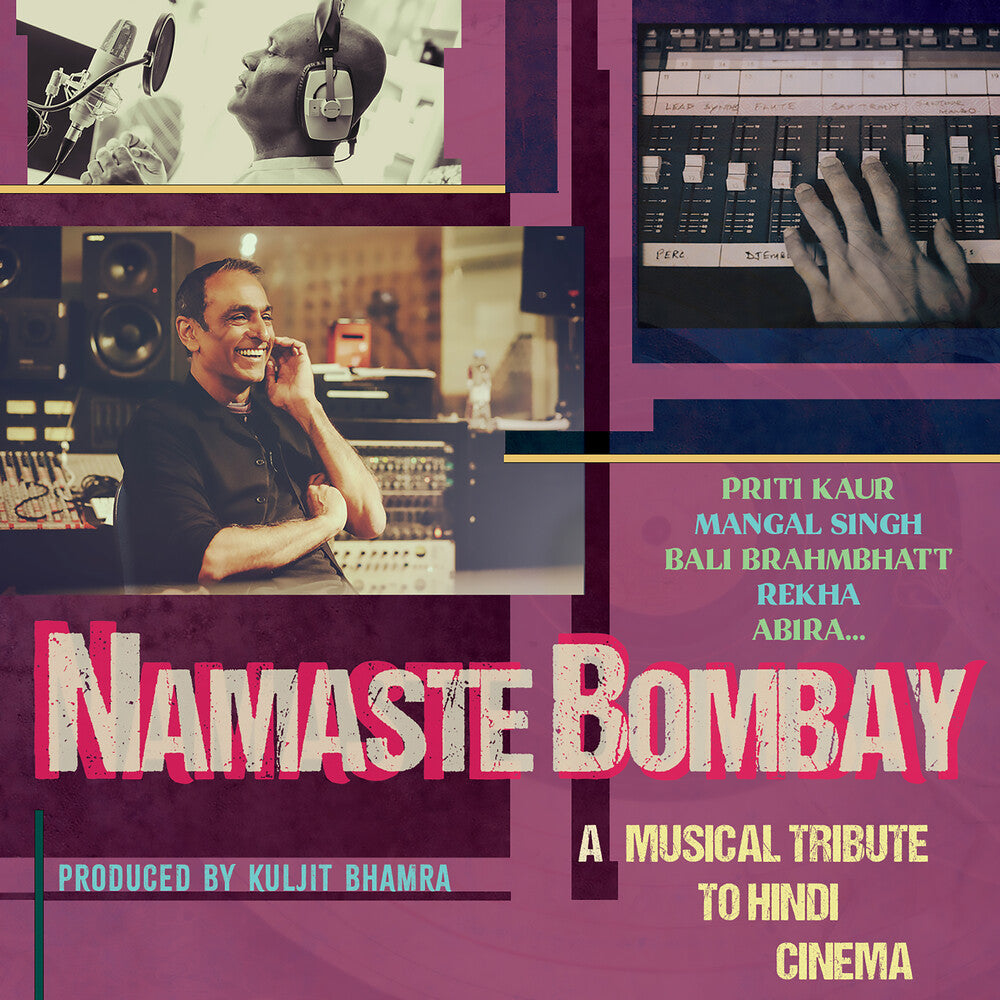 the album cover for Kuljit Bhamra - Namaste Bombay - A Musical Tribute To Hindi Cinema