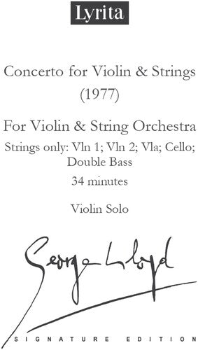 Lloyd,george - Concerto For Violin & Strings Violin Score - Special Products