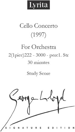 Lloyd,george - Cello Concerto Study Score - Special Products