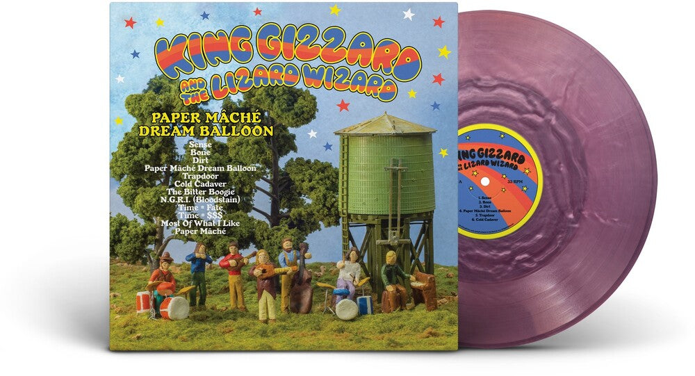 the album cover for King Gizzard &amp; The Lizard Wizard - Paper Mache Dream Balloon (Pink Seaglass Edition) -  [clear pink wave LP]