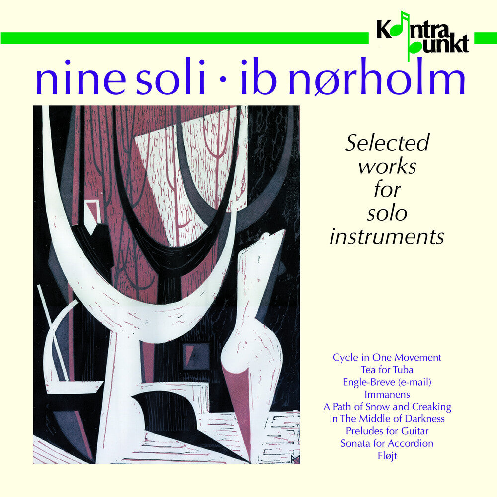 the album cover for Ib Norholm - Nine Soli Works For Solo Inst