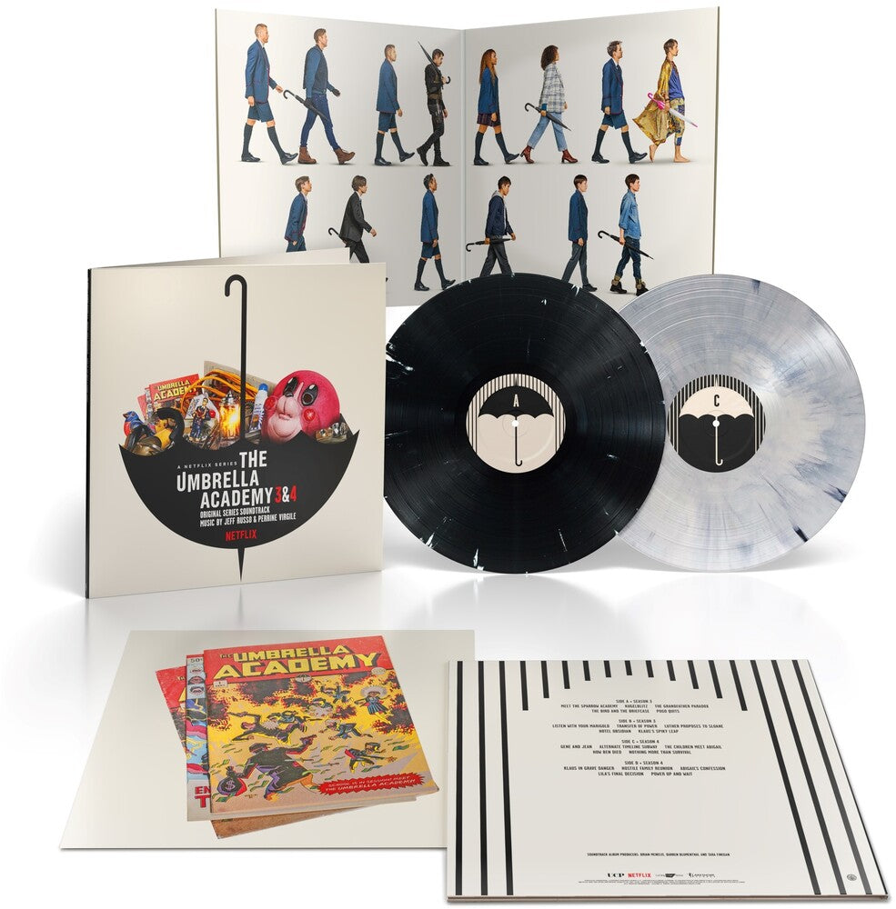 Jeff Russo & Perrine Virgile - The Umbrella Academy 3 & 4 (Original Series Soundtrack) [Black with white splatter, white with black splatter 2 LP] Vinyl Record