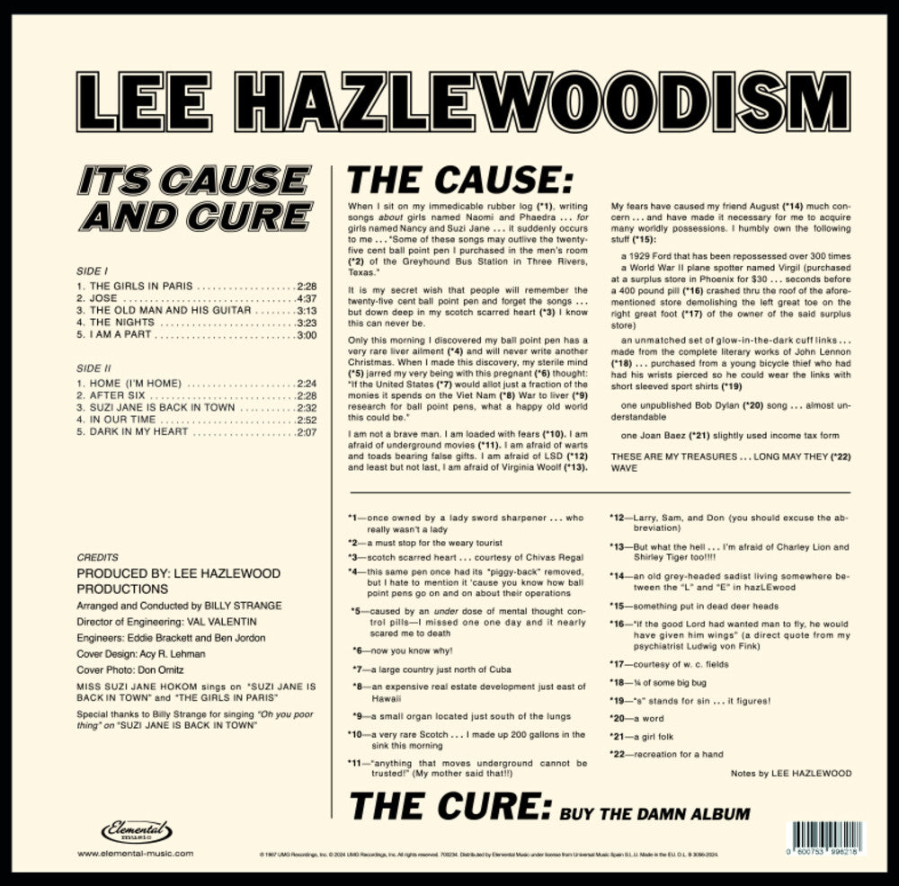 Lee Hazlewood - Lee Hazlewoodism: Its Cause & Cure (Spa) [LP] Vinyl Record