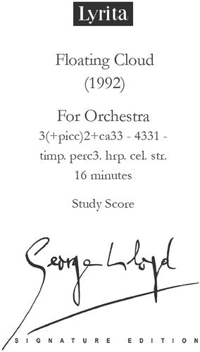 Lloyd,george - Floating Cloud For Orchestra - Study Score - Special Products