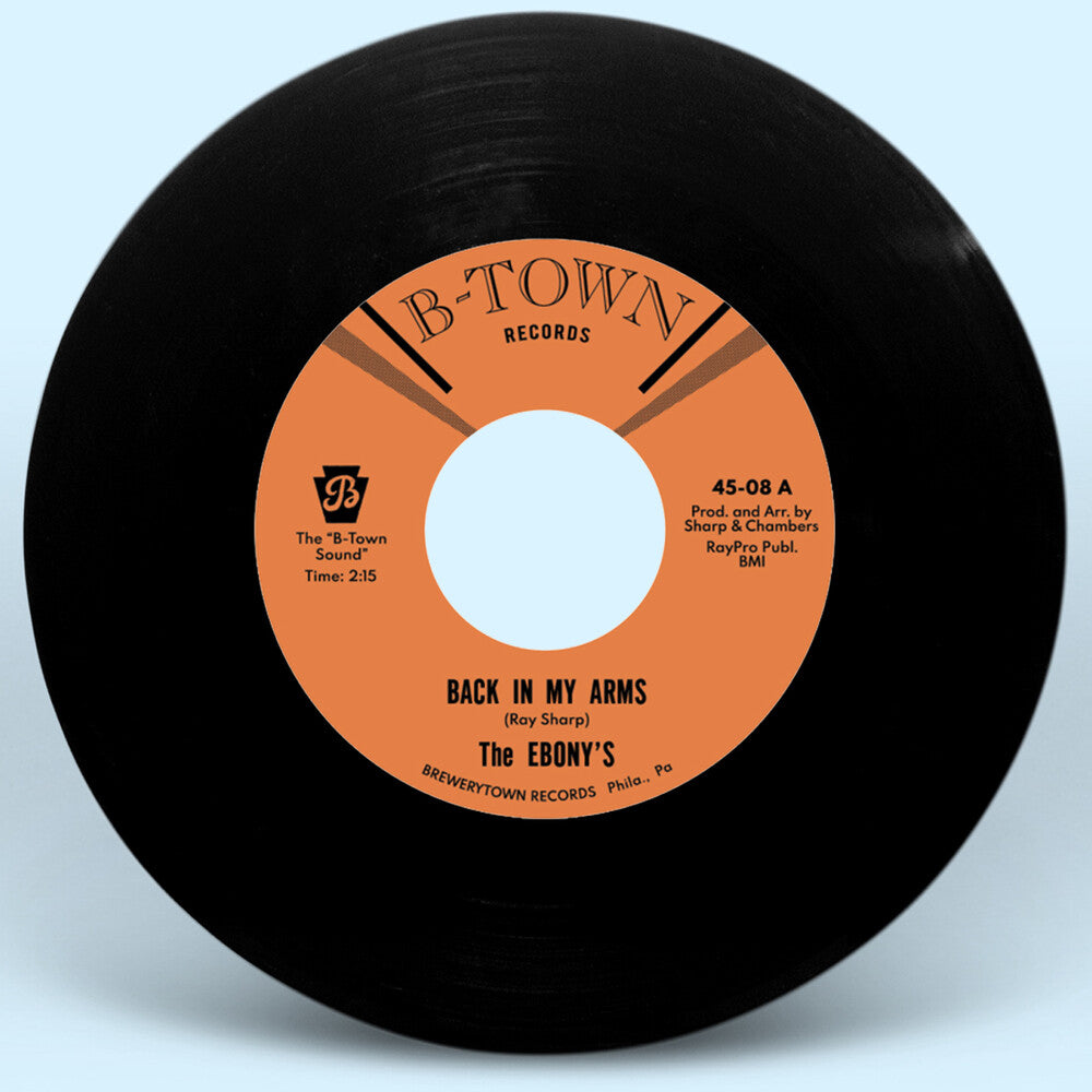 the album cover for The Ebonys - Back In My Arms b/w I Can't Help But Love You [7inch Single]