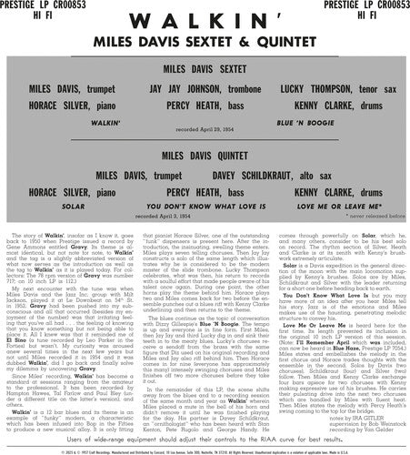 Miles Davis All Stars - Walkin' (original Jazz Classics Series) Vinyl Record