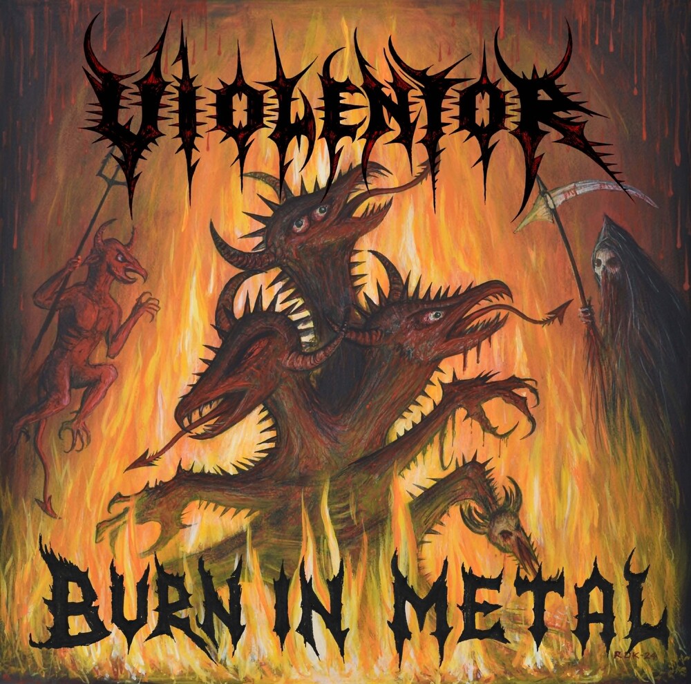 the album cover for Violentor - Burn In Metal
