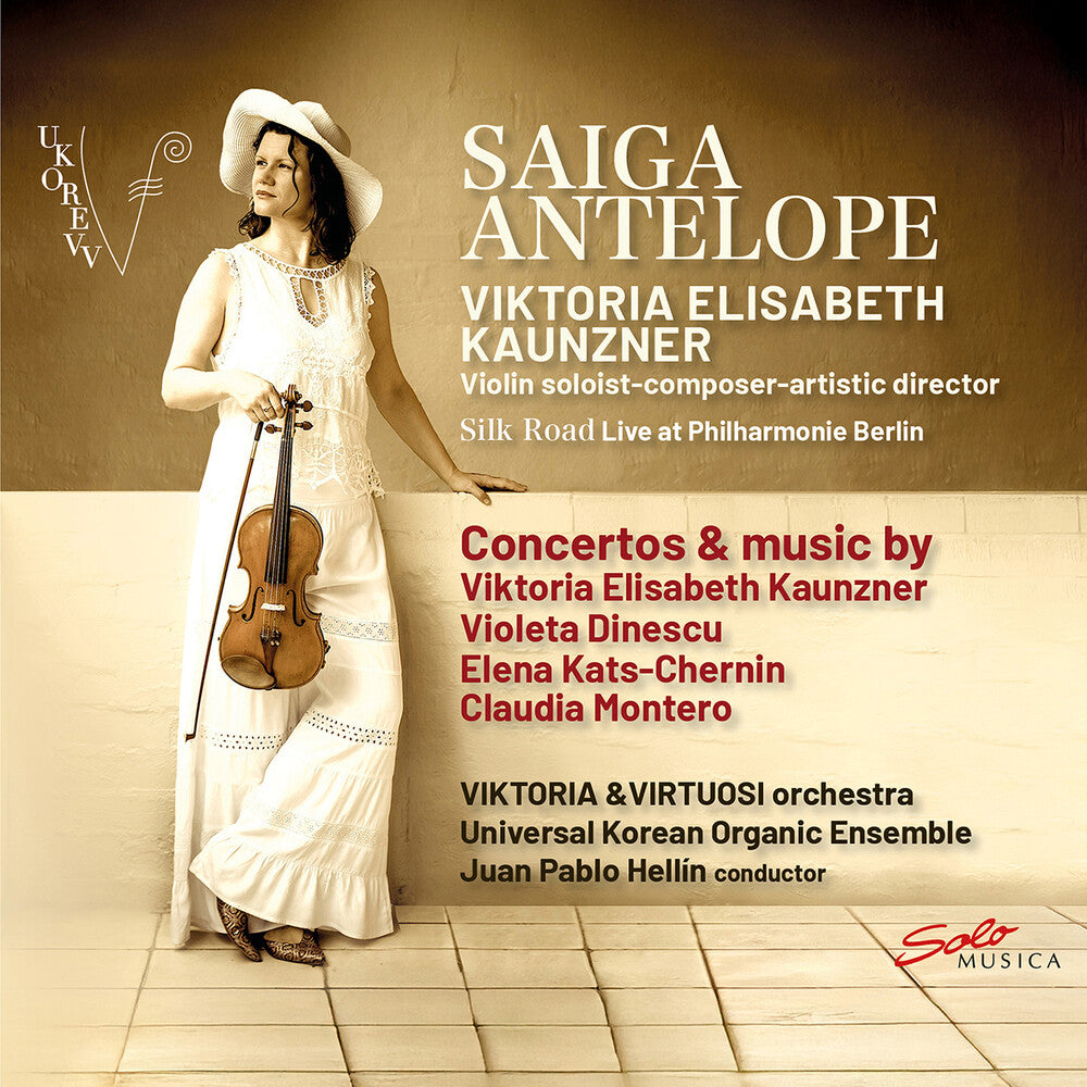 the album cover for Viktoria & Virtuosi / Kaunzner - Saiga Antelope - Cons For Violin & Orchestra