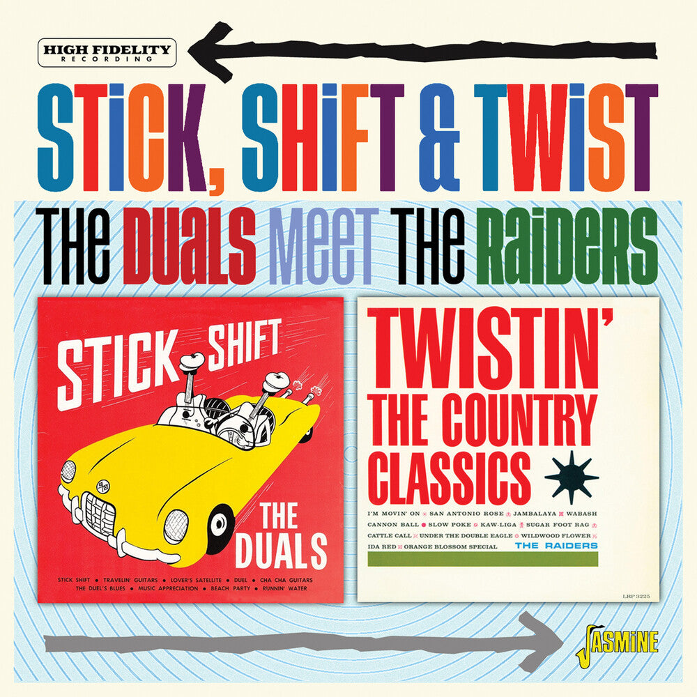 the album cover for Duals Meet The Raiders - Stick Shift & Twist (Uk)