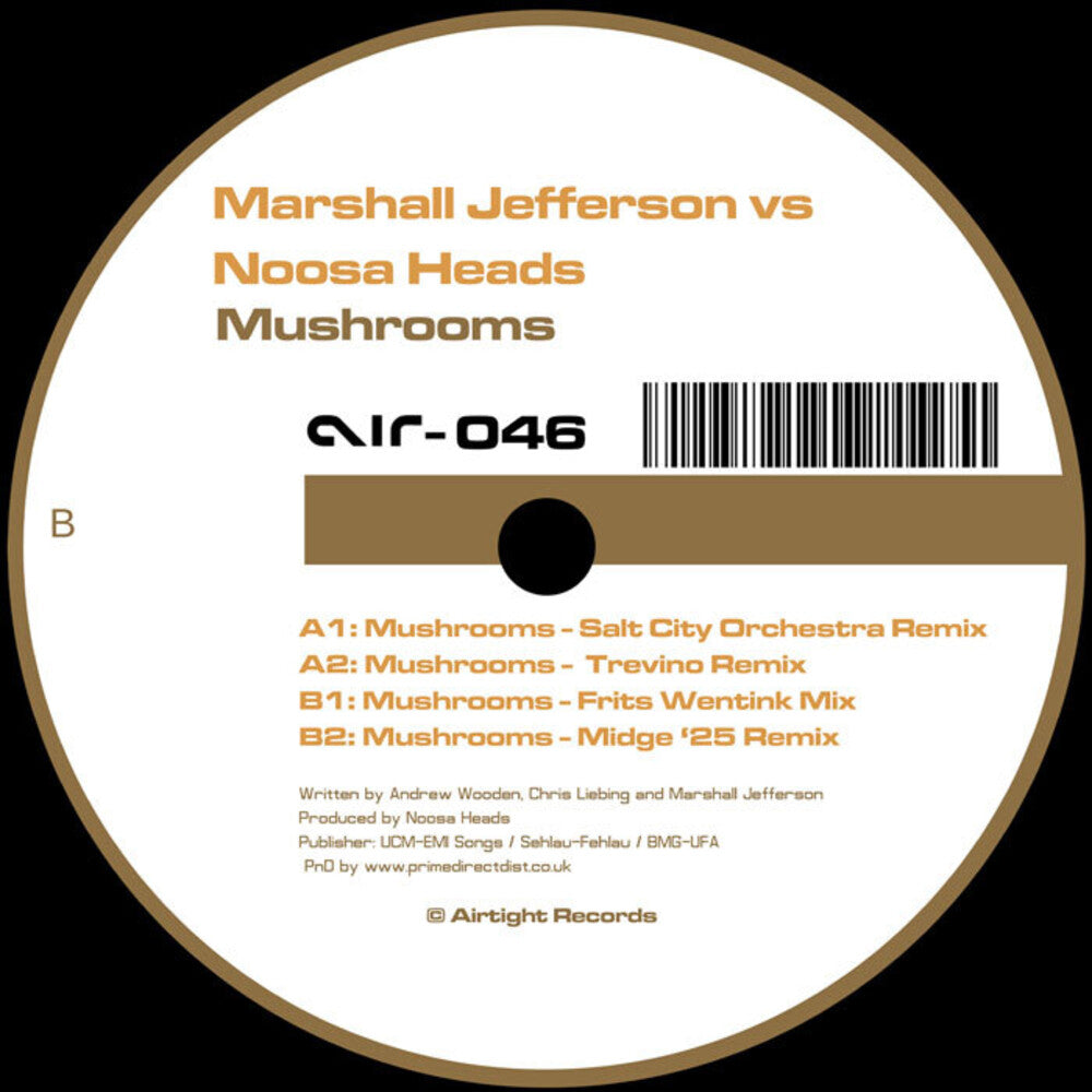 the album cover for Marshall Jefferson  / Noosa Heads - Mushrooms (2025 Remixes)