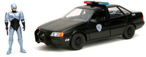 1:24 86 Ford Taurus Chrome W/ Robocop Figure - 1:24 86 Ford Taurus Chrome W/ Robocop Figure - Collectibles