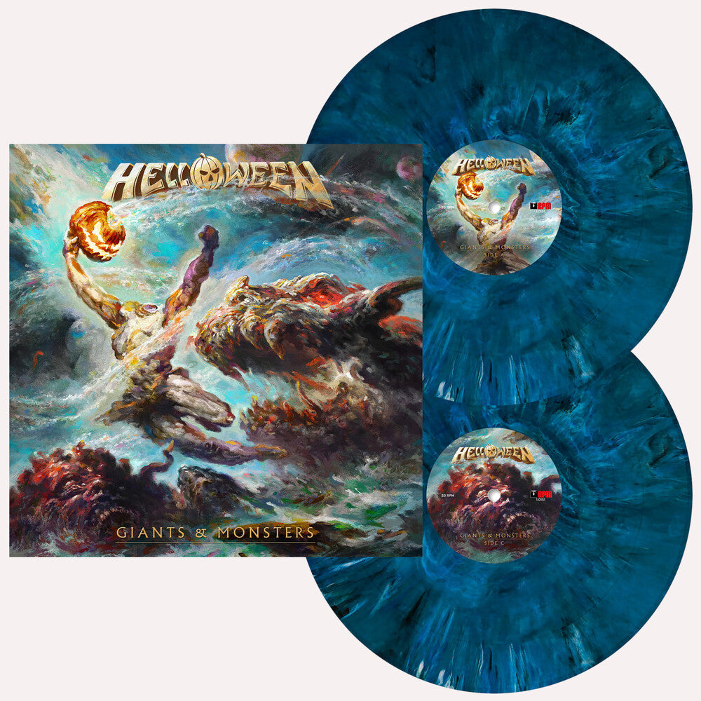 Helloween - GIANTS & MONSTERS [Deep Ocean Blue Marbled 2LP, Pumpkin Etching on D-Side, 12-page booklet] Vinyl Record