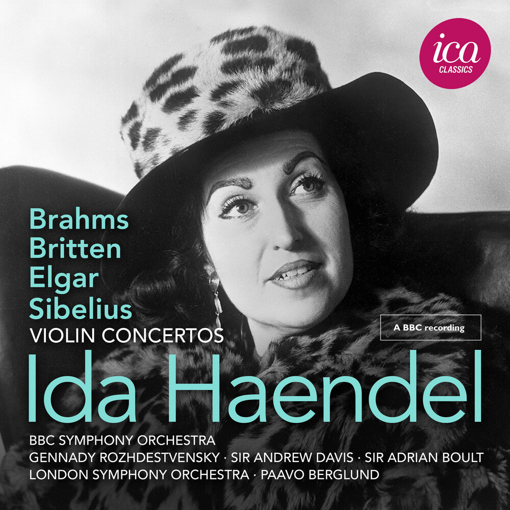 the album cover for Ida Haendel - Britten Brahms Elgar & Sibelius: Vn Cons