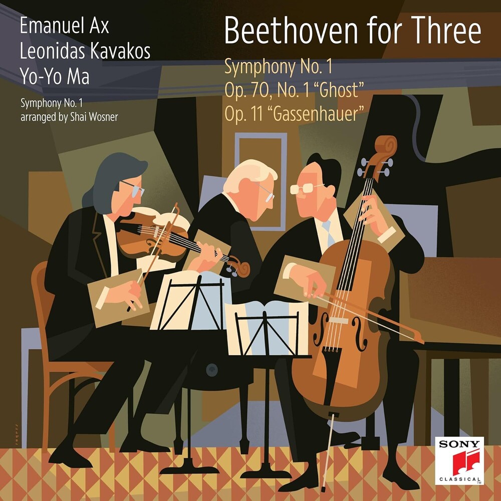 the album cover for Ma, Yo-Yo / Kavakos, Leonidas / Ax, Emanuel - Beethoven for Three: Symphony No. 1 and Piano