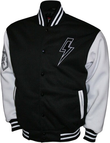 Ac/dc Cp Varsity Jacket Lg Slv Xl Wt/bk M2451ada4 - Ac/dc Cp Varsity Jacket Lg Slv Xl Wt/bk M2451ada4 - Apparel