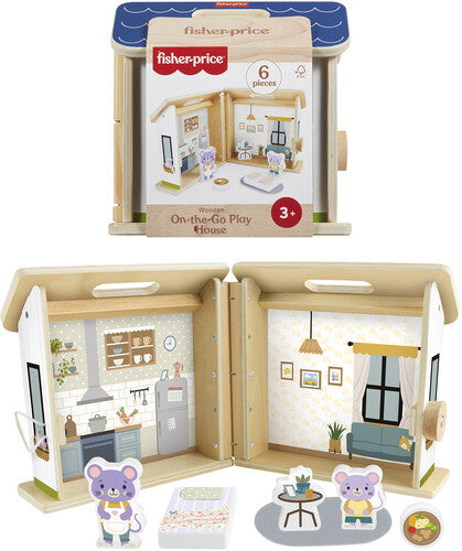 Fisher Price Wood - Wooden Take Along Dollhouse Playset - Collectibles