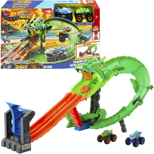 Hot Wheels Monster Trucks - Hwmt Sharks Vs Dinos Dragon Destruction - Collectibles