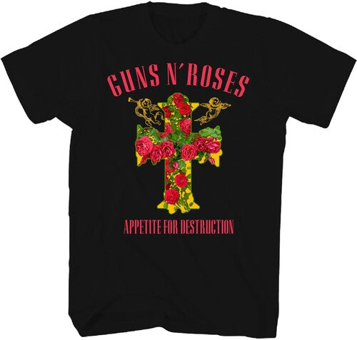Guns N Roses Rose Cross Tshirt 2xl Blk 12160761a5 - Guns N Roses Rose Cross Tshirt 2xl Blk 12160761a5 - Apparel