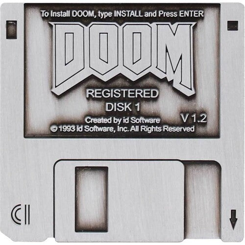 Doom Floppy Disk Pin Badge - Doom Floppy Disk Pin Badge - Collectibles