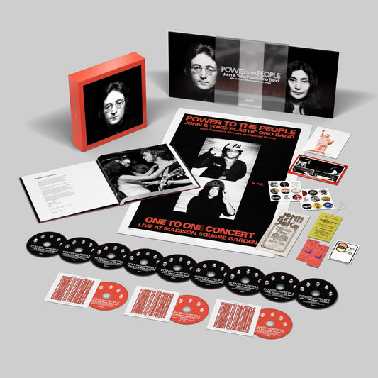 the album cover for John Lennon, Plastic Ono Band - Power To The People: Live at the One To One Concert [Super Deluxe 9 CD/3 Blu-ray Audio]
