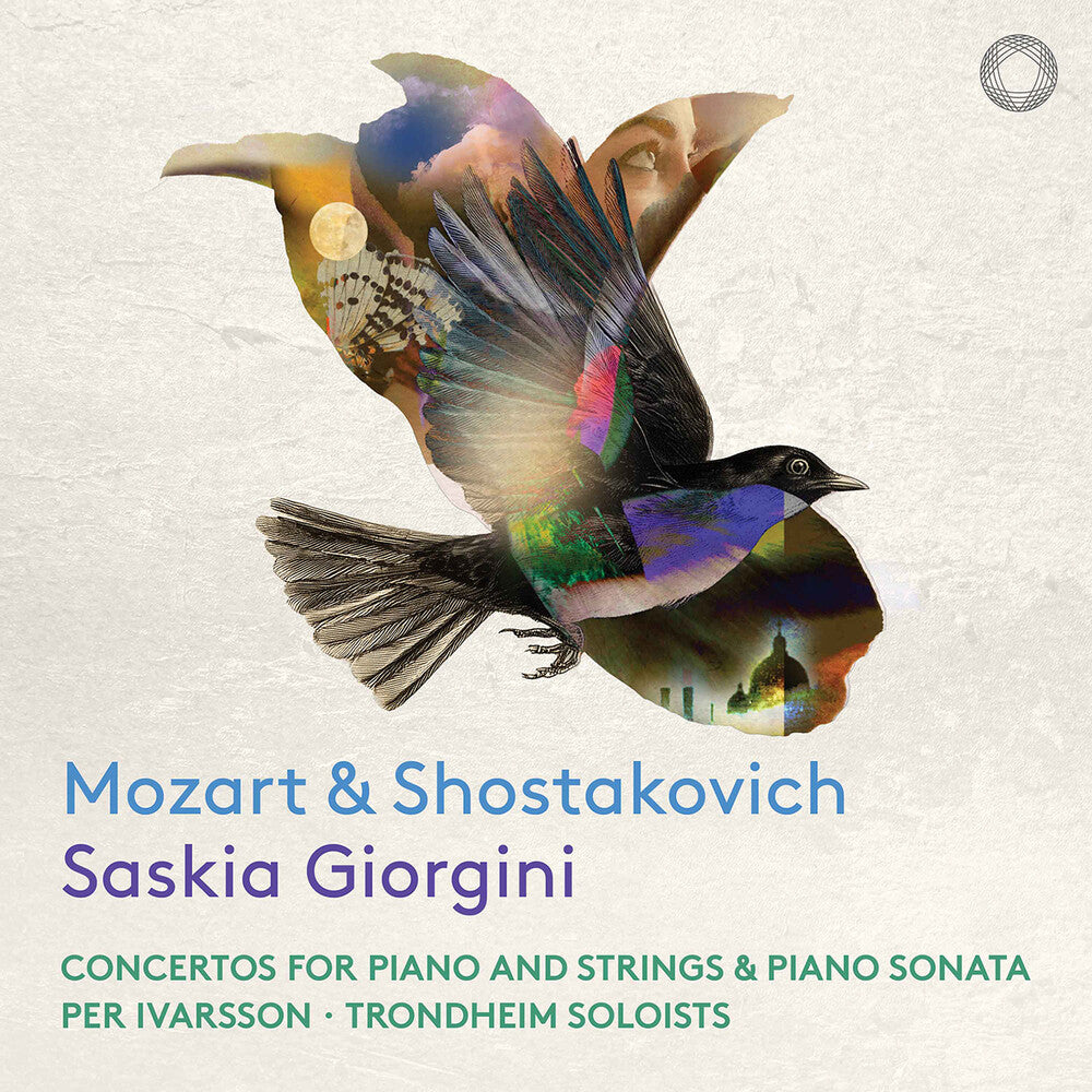 the album cover for Saskia Giorgini - Mozart & Shostakovich: Cons For Pno & Strs& Pno