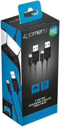 4gamers PS5 3 Metre Superfast Charging Cables Twin Pack - Video Game Accessories