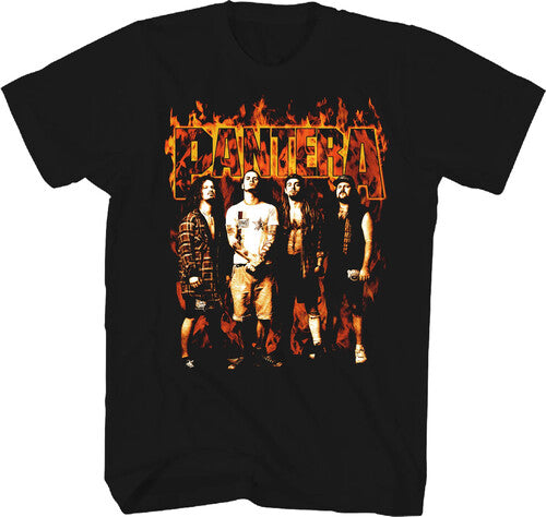 Pantera Flames Band Photo Fr/bk T-shirt 3x Lrg Blk - Pantera Flames Band Photo Fr/bk T-shirt 3x Lrg Blk - Apparel
