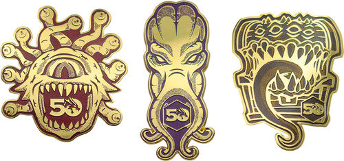 D&d 50th Anniversary Set Of 3 Pin Badges - D&d 50th Anniversary Set Of 3 Pin Badges - Collectibles