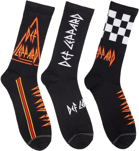 Perri's Def Leppard Logo Crew Socks (3 Pack) - Perri's Def Leppard Logo Crew Socks (3 Pack) - Apparel