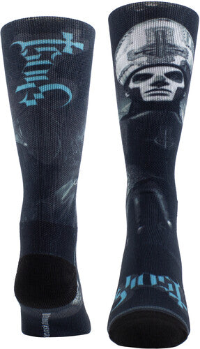 Perri's Ghost Papa Emeritus Teal Logo Crew Socks - Perri's Ghost Papa Emeritus Teal Logo Crew Socks - Apparel
