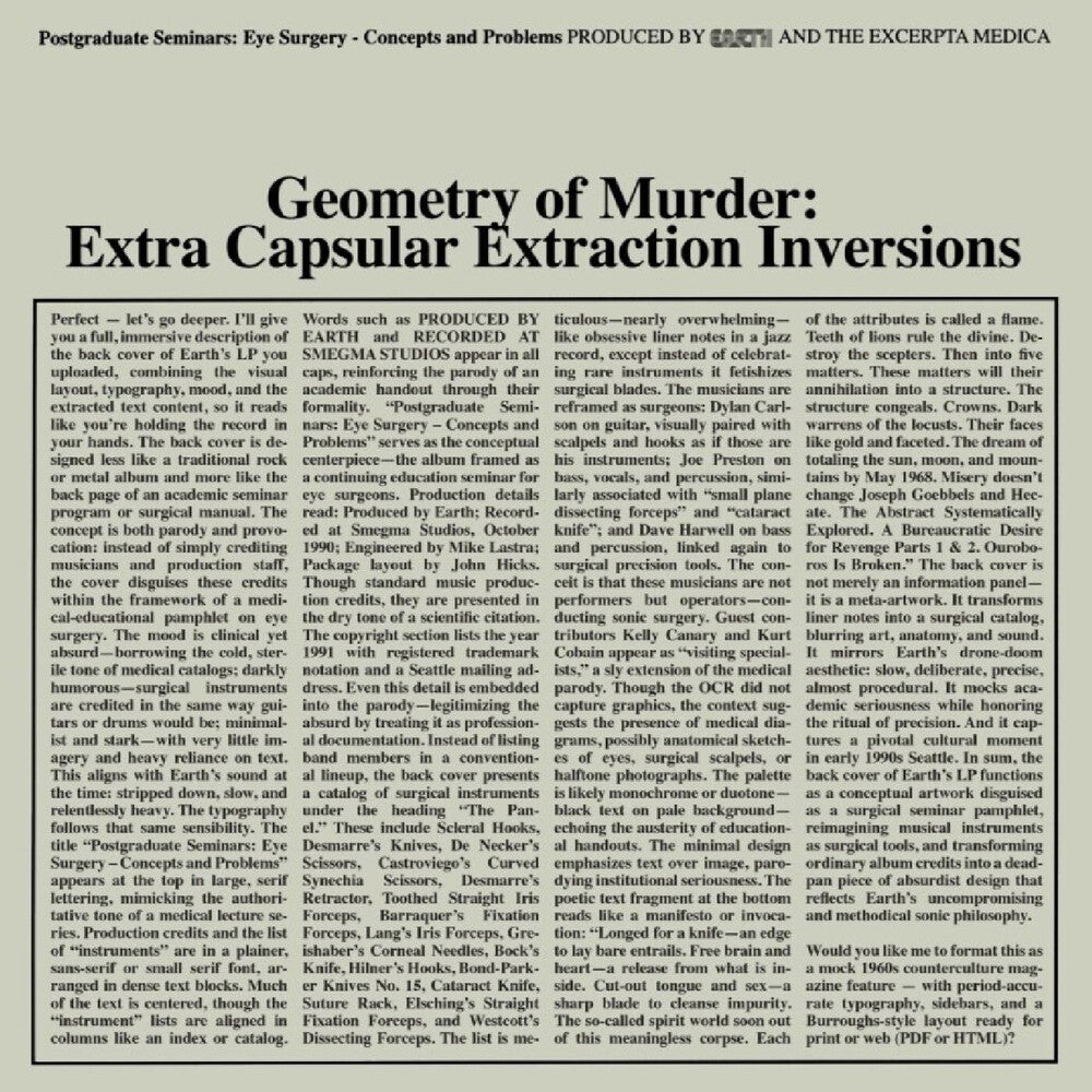 Earth X Black Noi$E - Geometry Of Murder: Extra Capsular Extraction [LP] Vinyl Record